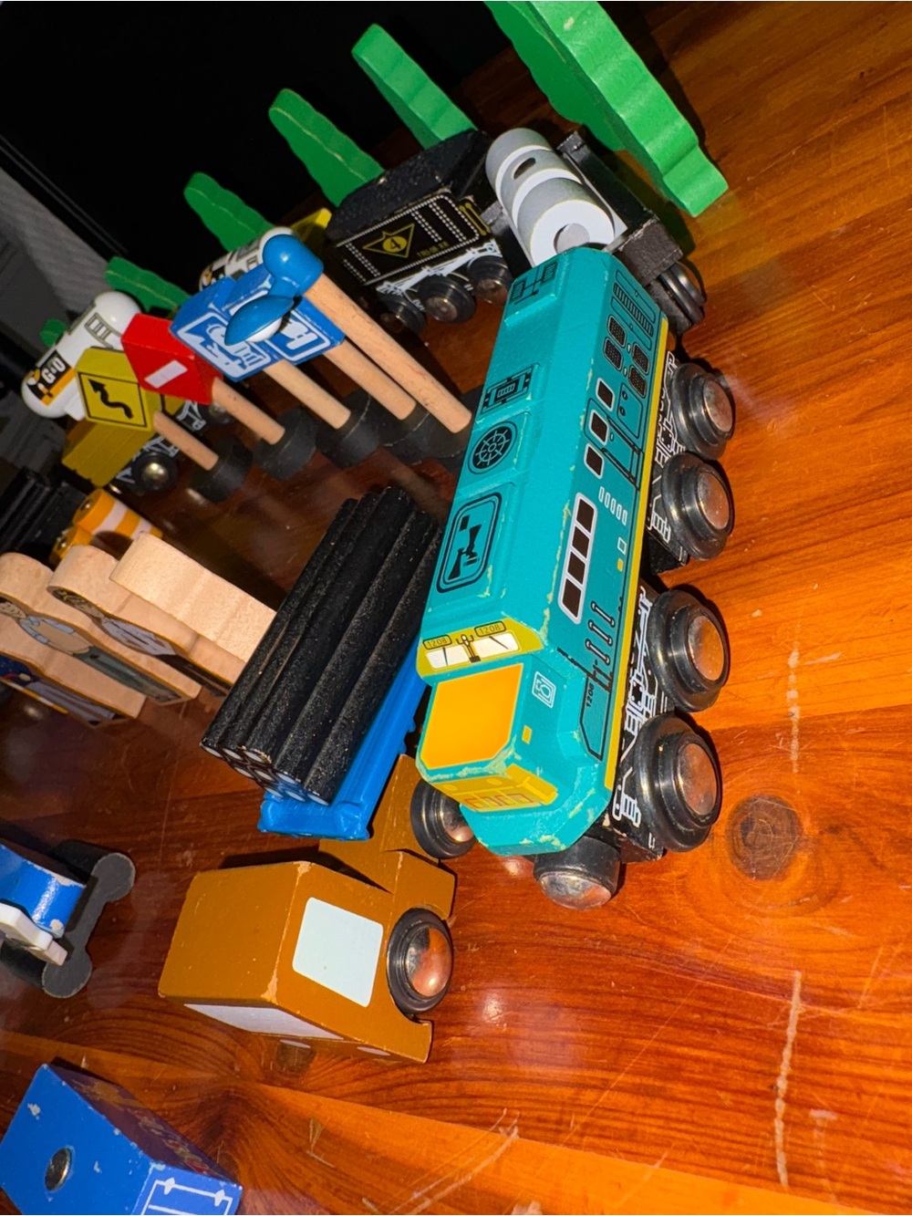 Vintage Toys R Us Imaginarium Wooden Train, Helicopter, Vehicle Set Bundle of 38 - Picture 2 of 7